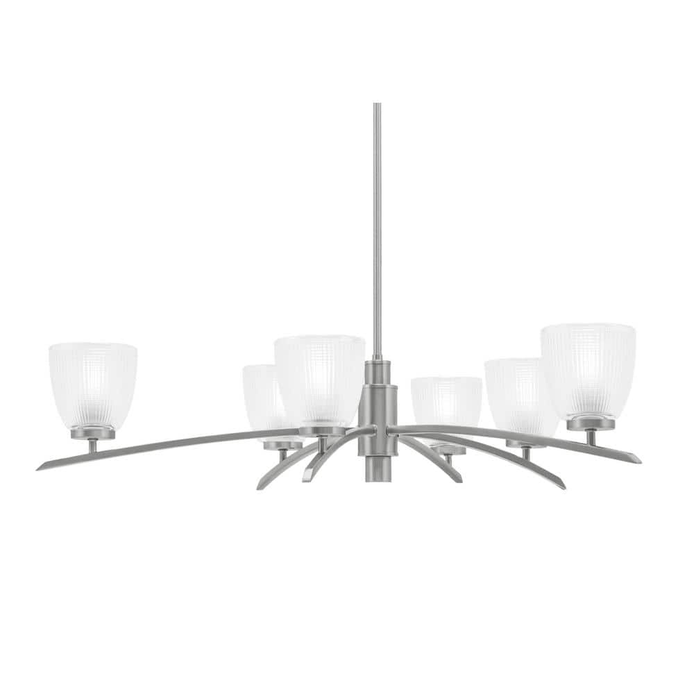 Siena 31 in. 6-Light Graphite Chandelier with 5 in. Clear Ribbed Glass Shad
