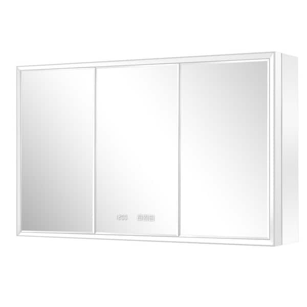 Anglora 54in.W x 30in.H Beveled Edge Rectangular Recessed/Surface Wall Medicine Cabinet with MirrorandLight(side mirror)