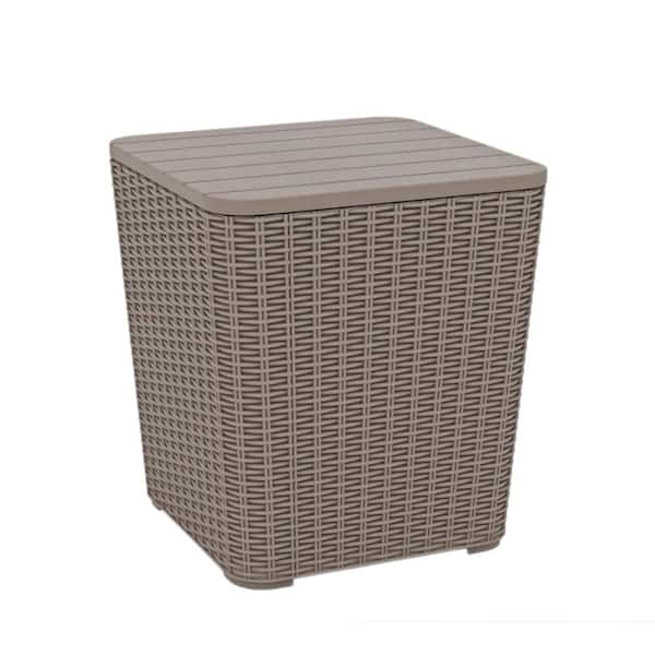 11.5 Gallon Faux Rattan All-Weather Deck Box Storage & Extra Seat, Brown