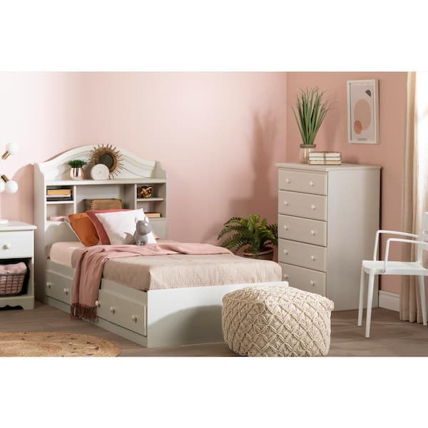 South S Summer Breeze White Wash, Twin Headboard And Matching Dresser