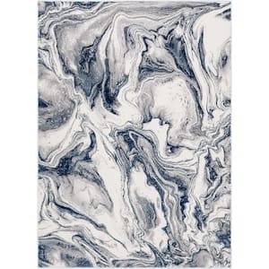 Cairo Fay Blue 7 ft. 10 in. x 9 ft. 10 in. Modern Abstract Area Rug