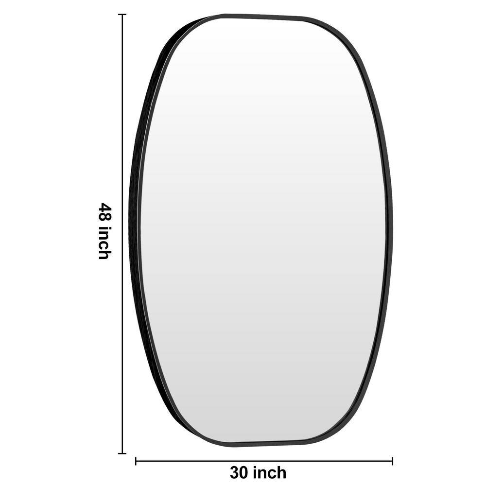 Crane Lake Large Black Oval Metal Framed Bathroom Mirror