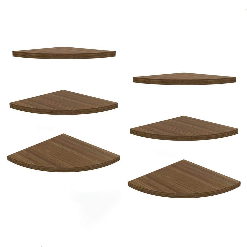 9.84 in. W x 9.84 in. D Light Brown Wood Corner Decorative Wall Shelf (Set 