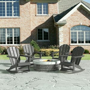 Laguna Set of 4 Fade Resistant Outdoor Patio HDPE Poly Plastic Adirondack Porch Rocking Chair in Gray