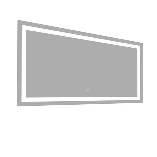 WELLFOR 60 in. W x 36 in. H Rectangular Frameless Dimmable LED Wall Bathroom Vanity Mirror, Anti-Fog, 3-Color Temperature