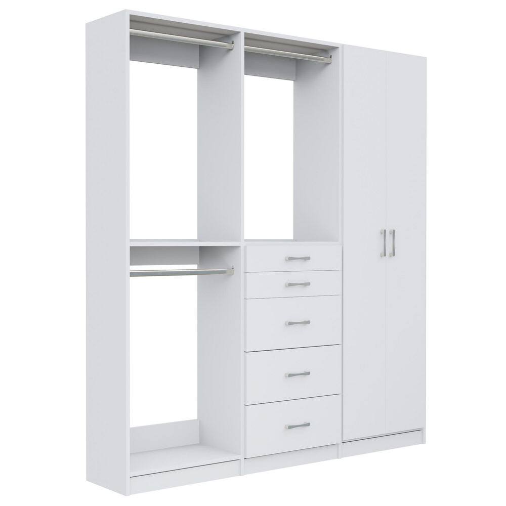 Alto Collection 88.5 in W White Wall Mounted Double Hang, 5-Drawer w Hang and Shelves w Full Doors Wood Closet System price history on PriceWatchPro