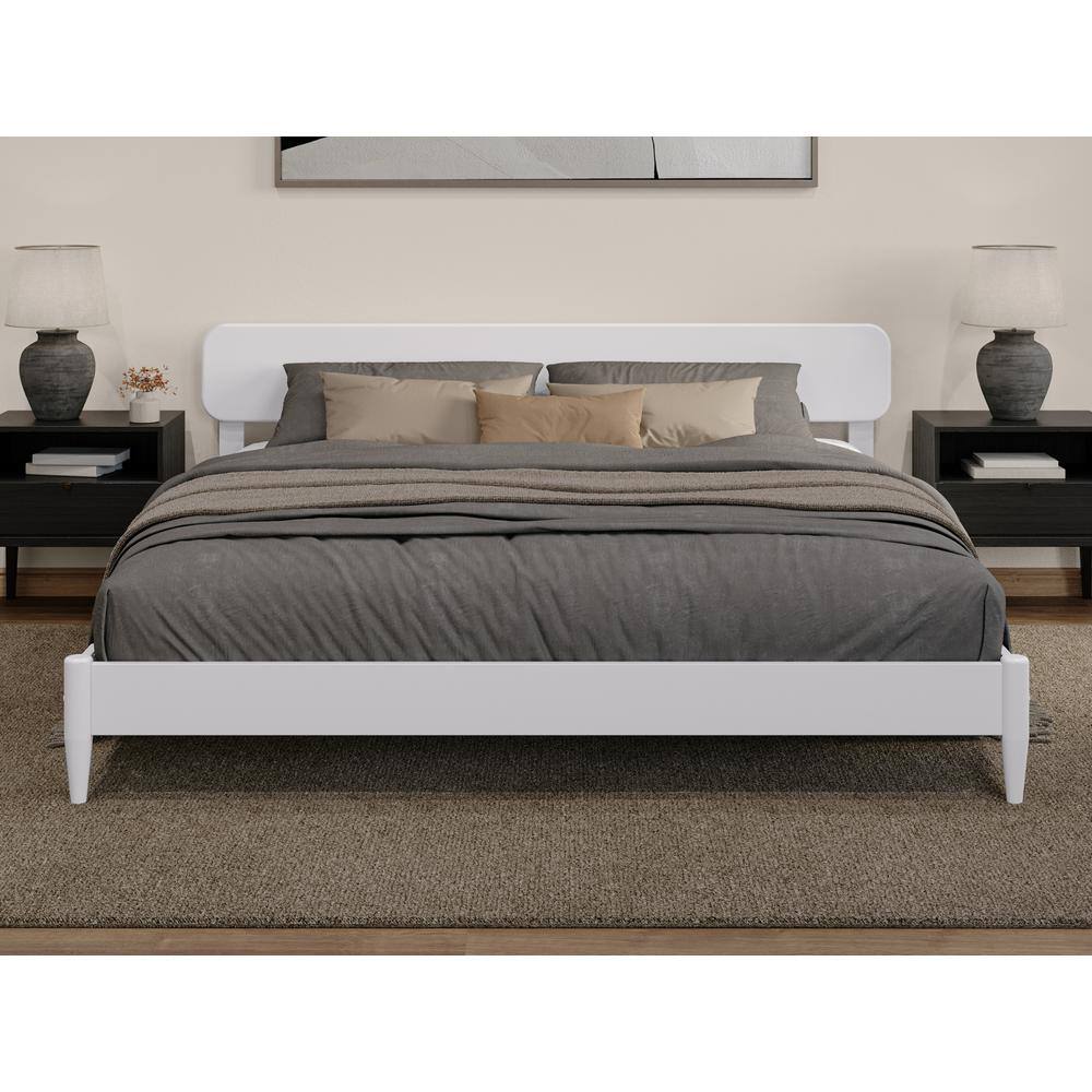 Florence White King Solid Wood Low Profile Platform Bed