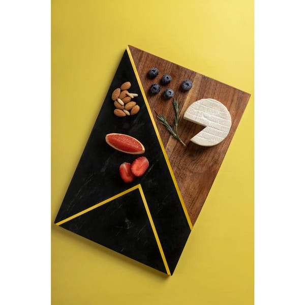 GAURI KOHLI 13.5 in. Normandy Marble and Wood Cheese Board