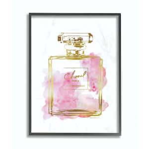 16 in. x 20 in. "Glam Perfume Bottle Gold Pink" by Amanda Greenwood Wood Framed Wall Art