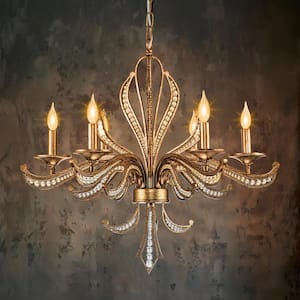 Ceolia 6-Light Vintage Silver Lotus Crystal Candlestick Chandelier