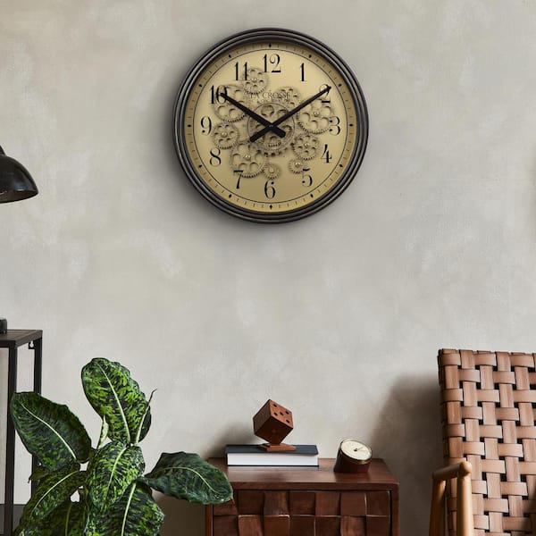 La Crosse Clock 15 in. Oil-Rubbed Bronze Quartz Analog Wall Clock with  Moving Gears 404-3439 - The Home Depot
