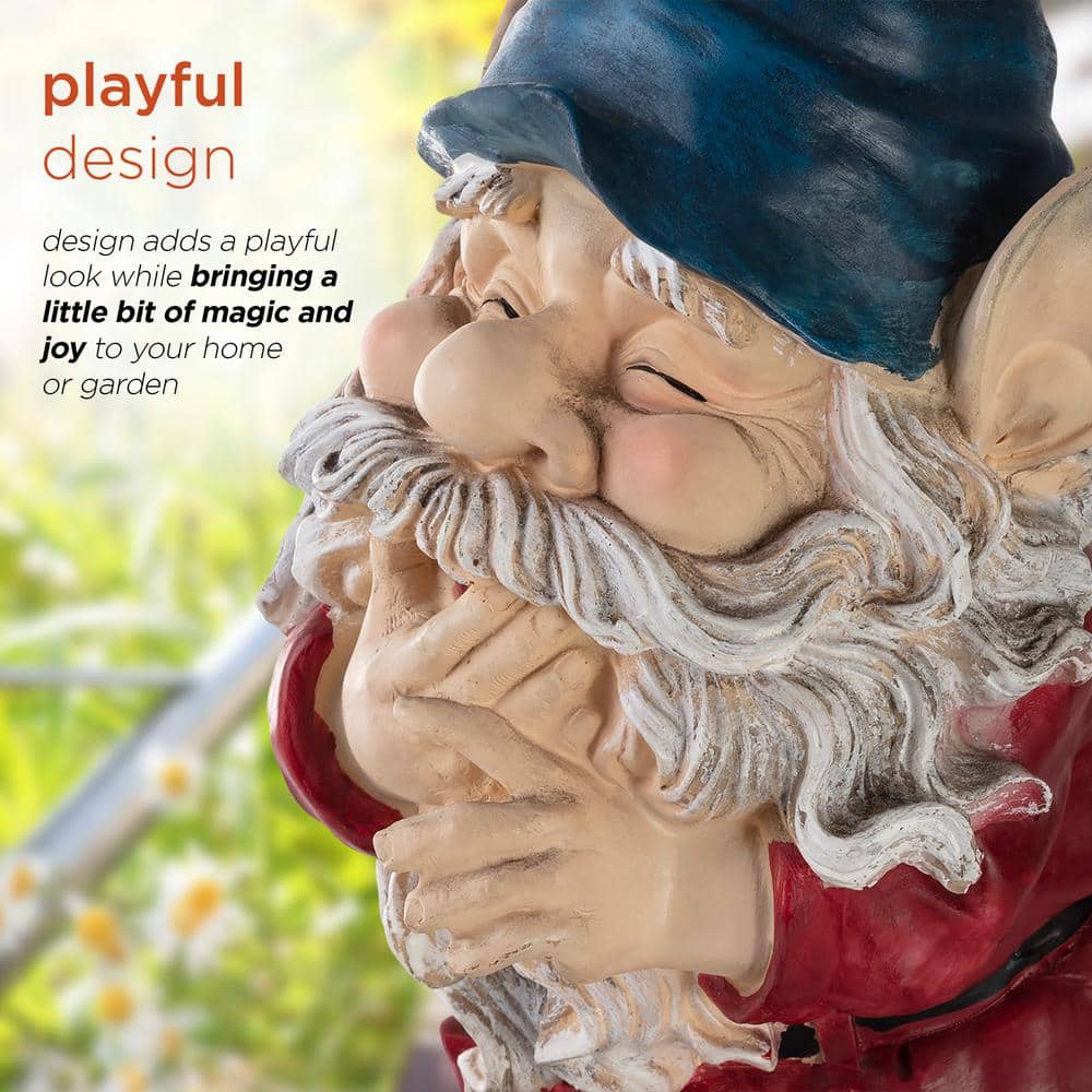 15" Multicolor Polyresin Smiling Garden Gnome Statue