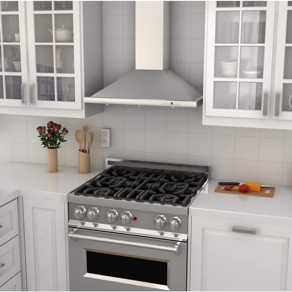 36" Stainless Steel Wall Mounted Range Hood with Crown Molding