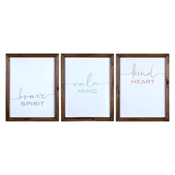 Stratton Home Decor Boho 11 in. x 14 in. Brave Calm Kind Framed Wall Decor