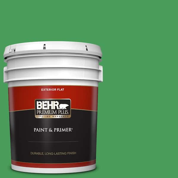 BEHR PREMIUM PLUS 5 gal. #P400-6 Clover Patch Flat Exterior Paint & Primer