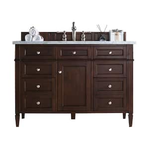 Brittany 48 in. W x 23.5 in.D x 34 in. H Single Bath Vanity in Burnished Mahogany with Marble Top in Carrara White