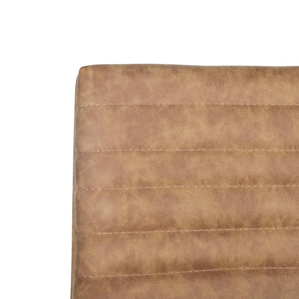 Brown Faux Leather and Copper Metal Bar Stool