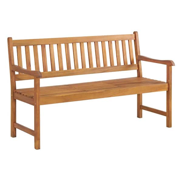Pure Garden Bristol Two Seat Wood Bench with Pop Up Table
