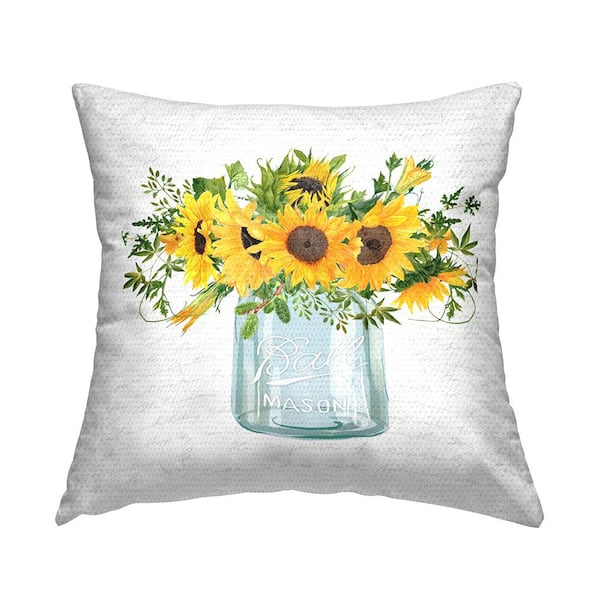 Stupell Industries Country Sunflower Blossoms Yellow Square Outdoor Throw Pillow