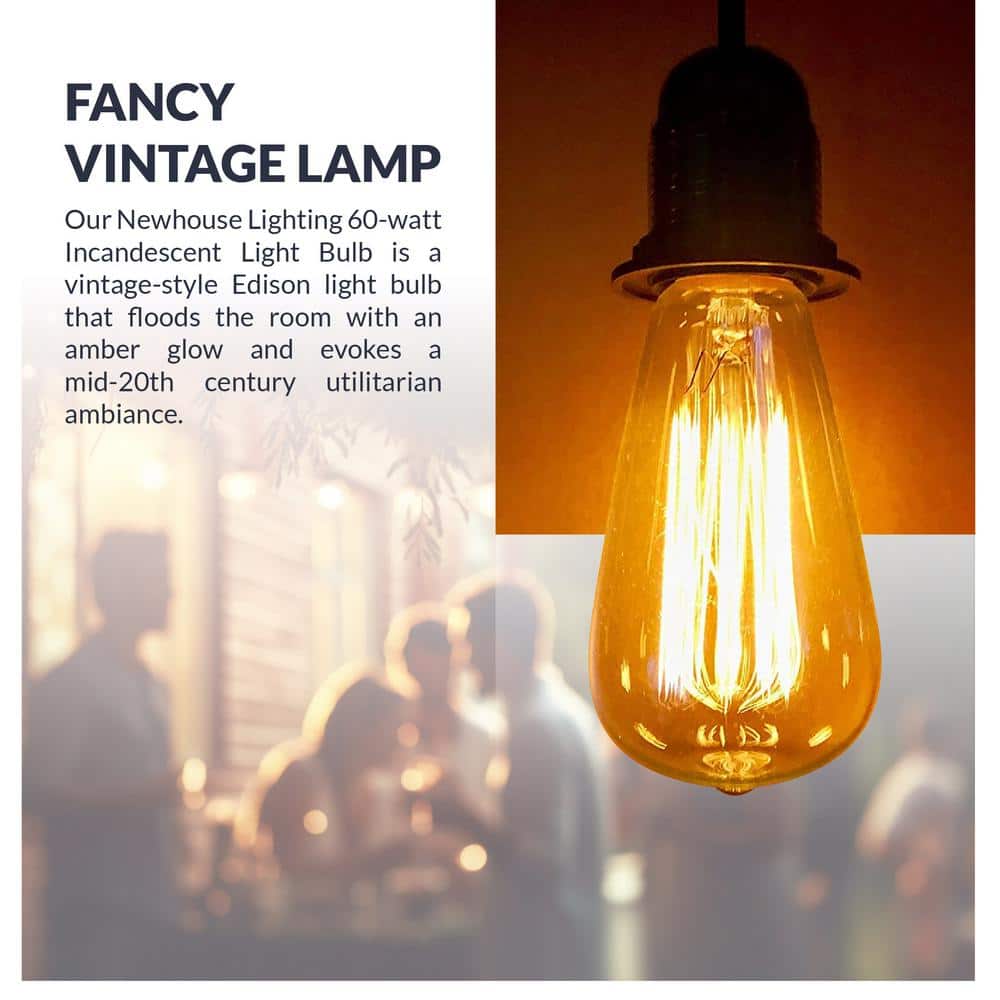 60-Watt Equivalent ST64 Vintage Style Edison Bulbs, Incandescent Dimmable E26 Filament Bulb, 2700K (6-Pack)