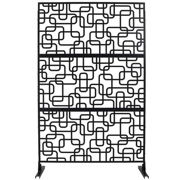ITOPFOX Elegant 48 in. x 76 in. Outdoor and Indoor Privacy Screen Metal, Freestanding Decorative Privacy Fence Panels in Black