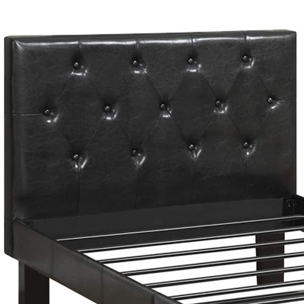 Benjara Black Faux Leather Upholstered Twin Size Bed With Tufted Headboard Bm171747 The Home Depot