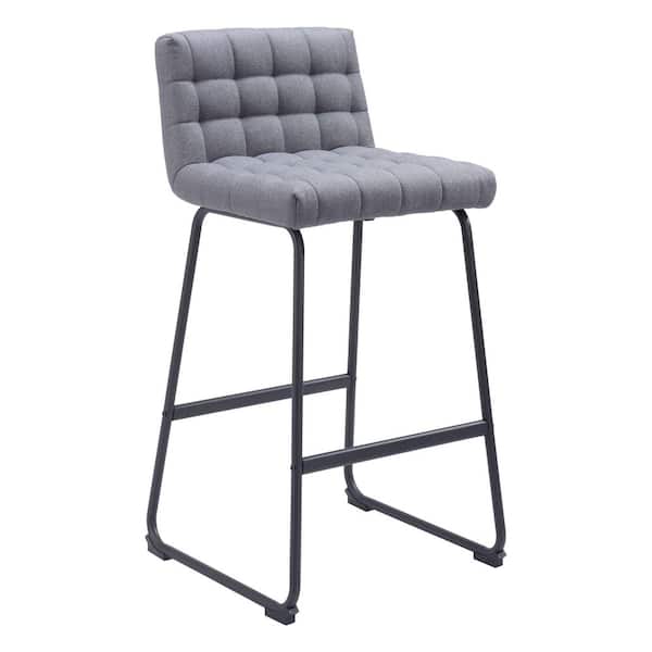 ZUO Pago 29.9 in. Gray Solid Back Plywood Frame Barstool with 100% Polyester Seat - (Set of 2)