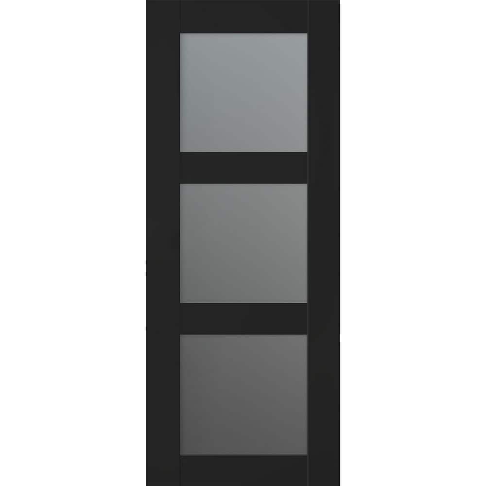 Avon 3 Lite N 24 in. х 80 in. No Bore 3-Lite Frosted Glass Black Matte Solid Composite Core Wood Interior Door Slab price history on PriceWatchPro