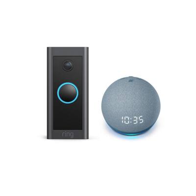 Wired Video Door Bell with Echo Dot- Twilight Blue (4th Gen)