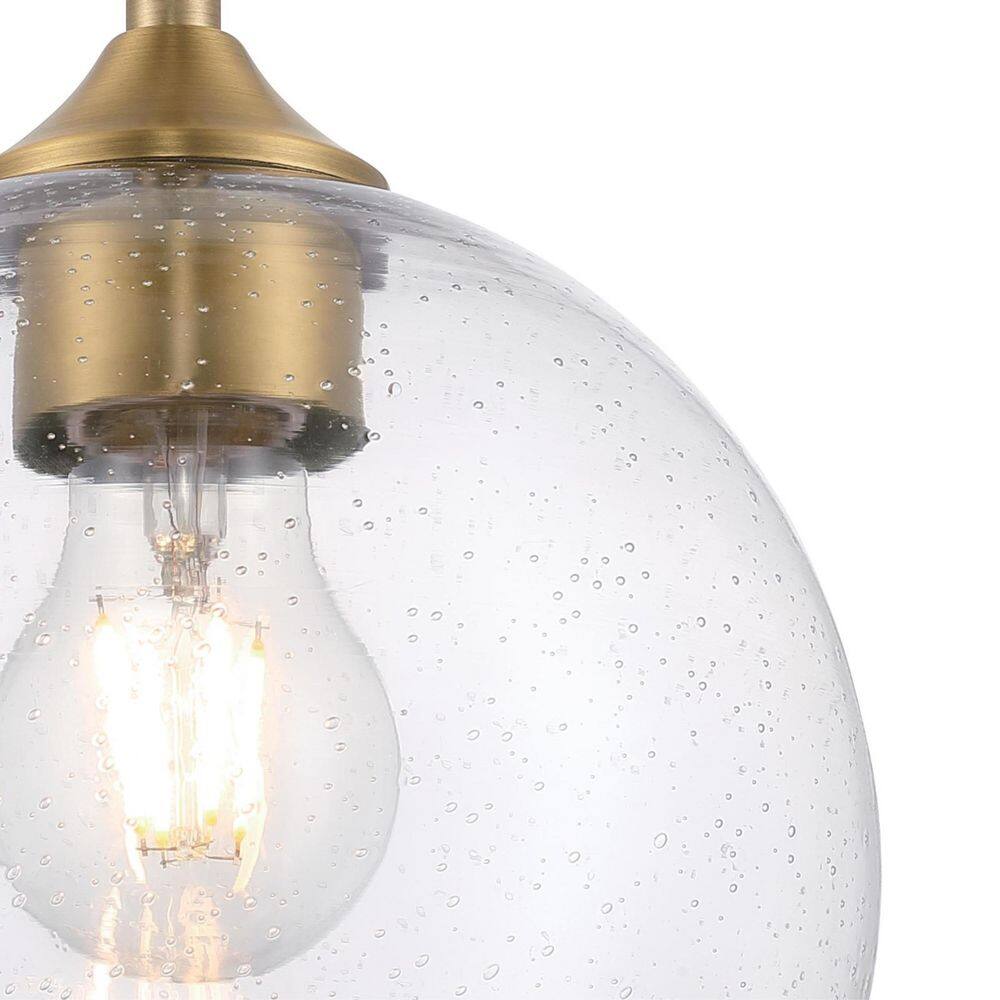 Tatze Brushed Brass Mini Pendant with Seeded Glass Globe