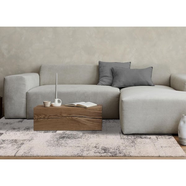 Botaniq Collections 5 ft. x 8 ft. White Distressed, Patchwork Indoor Area Rug