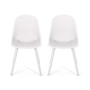 Posey White Plastic Outdoor Patio Dining Chair (2-Pack)