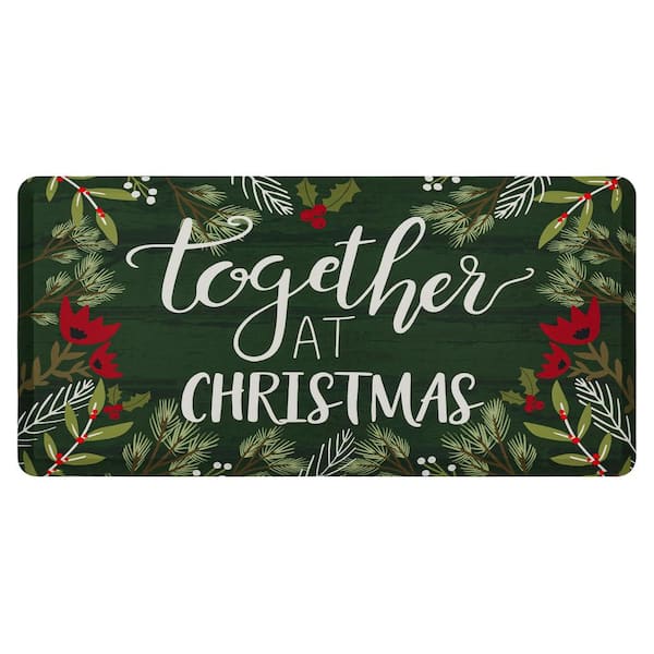 J&V Textiles 20 in. x 32 in. Holiday Themed Cushioned Anti-Fatigue Kitchen Mat (May Your Days Be Merry)