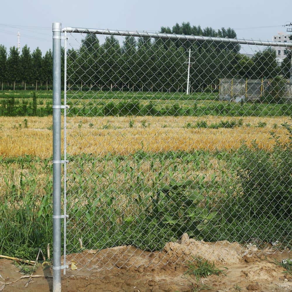 Galvanized Steel Diamond Mesh Chain Link Fence Kit, 4 x 50 ft, Silver