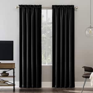 Alna Theater Grade Black Polyester 52 in. W x 63 in. L Rod Pocket 100% Blackout Curtain (Single Panel)