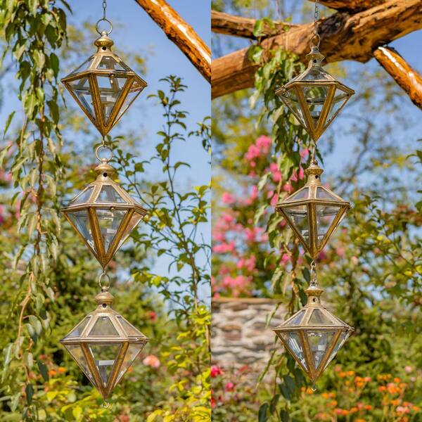 Zaer Ltd. International Set of 2 Iron Hanging 3-Piece Lanterns in