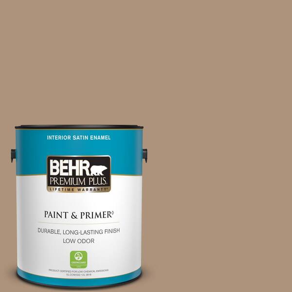BEHR PREMIUM PLUS 1 gal. #PPU4-04 Soft Chamois Satin Enamel Low Odor Interior Paint & Primer