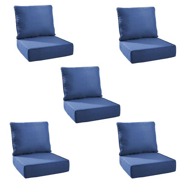 PlushCore 24 In. x 24 In. x 6 In. 10-Piece Deep Seating Outdoor Dining Chair Thick Cushion Set in Blue (5-Set)