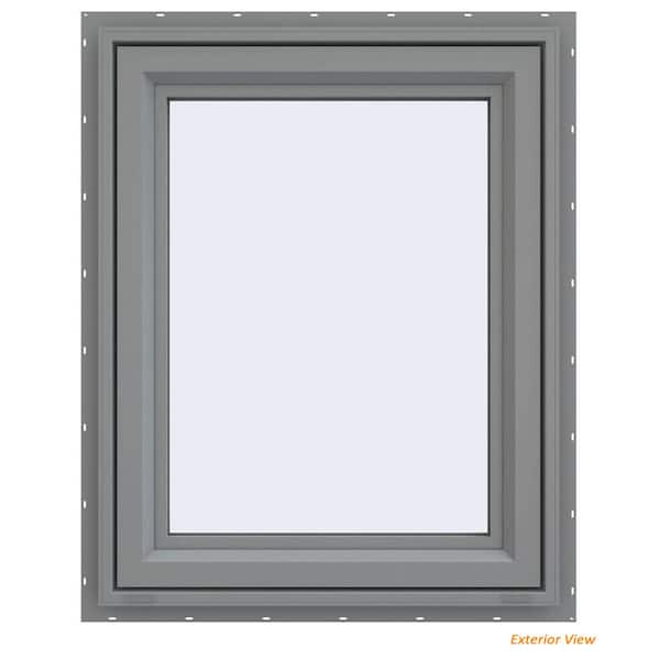 JELD-WEN 29.5 in. x 35.5 in. V-4500 Series Gray Painted Vinyl Left-Handed Casement Window with Fiberglass Mesh Screen