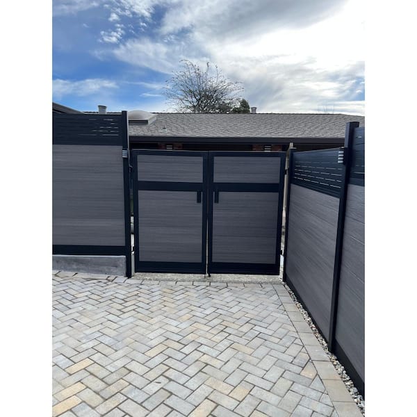Veranda Euro Style 4 ft. W x 4 ft. H Oxford Grey Aluminum/Composite Estate Adjustable Fence Gate
