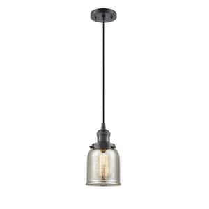Bell 1-Light Oil Rubbed Bronze Shaded Pendant Light with Silver Plated Mercury Glass Shade