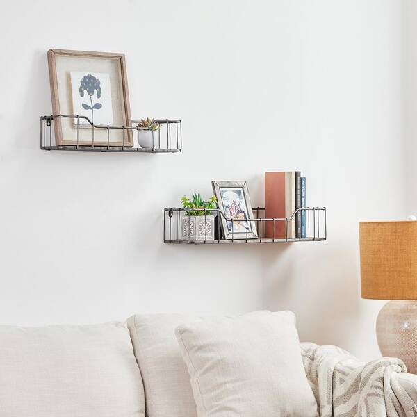 Set Of 2 Wall Shelf Display Storage Floating Wood Shelving Home Decor Furniture 
