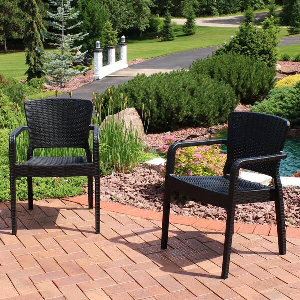 Sunnydaze Segonia Black Stacking Plastic Indoor/Outdoor Sunnydaze Segonia Black Stacking Plastic Indoor/Outdoor
