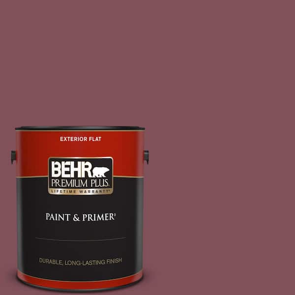 BEHR PREMIUM PLUS 1 gal. Home Decorators Collection #HDC-CL-02 Fine Burgundy Flat Exterior Paint & Primer