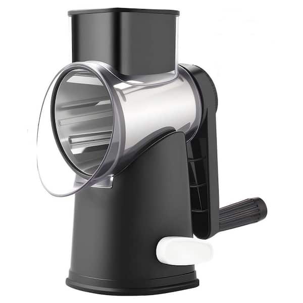 Rotary Cheese Graters with 4 Blades, Hand Crank Cheese Grater with Waffle Slicer, Cheese Shredder with Suction Base