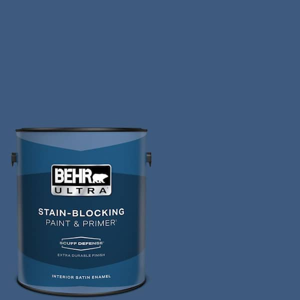 BEHR ULTRA 1 gal. #M520-7 Admiral Blue Extra Durable Satin Enamel Interior Paint & Primer