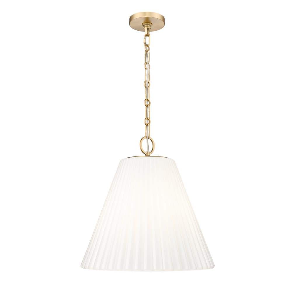 Alaric 60-Watt 3-Light Modern Gold Pendant-Light with White Glass shade, no bulbs included price history on PriceWatchPro