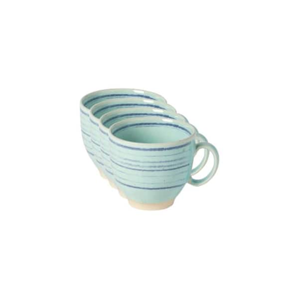 CASAFINA Nantucket 17 fl. oz. Aqua Stoneware Mug (Set of 4)