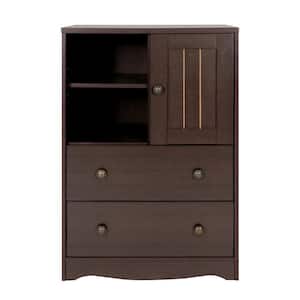 23 in. W x 14 in. D x 36 in. H Brown Bathroom Linen Cabinet With 2 Drawers