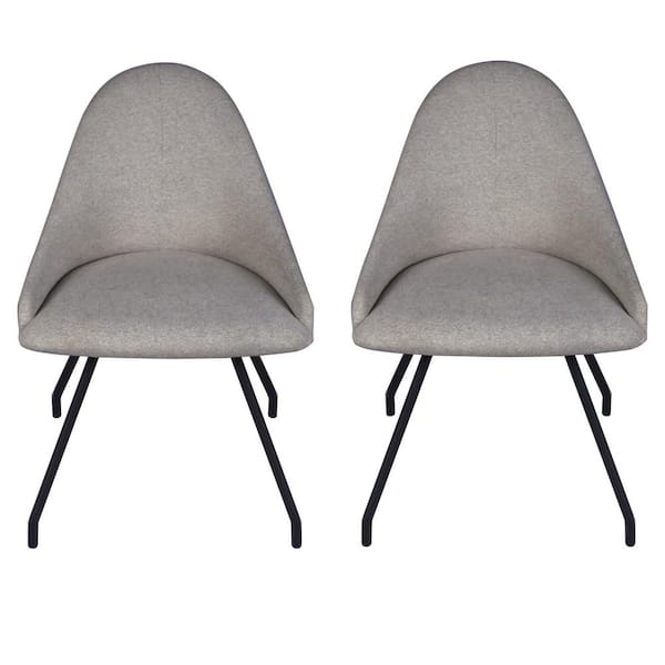 Unbranded Ice Harmony Ivory Upholstery Dining Chair with Round Legs (Set of 2)